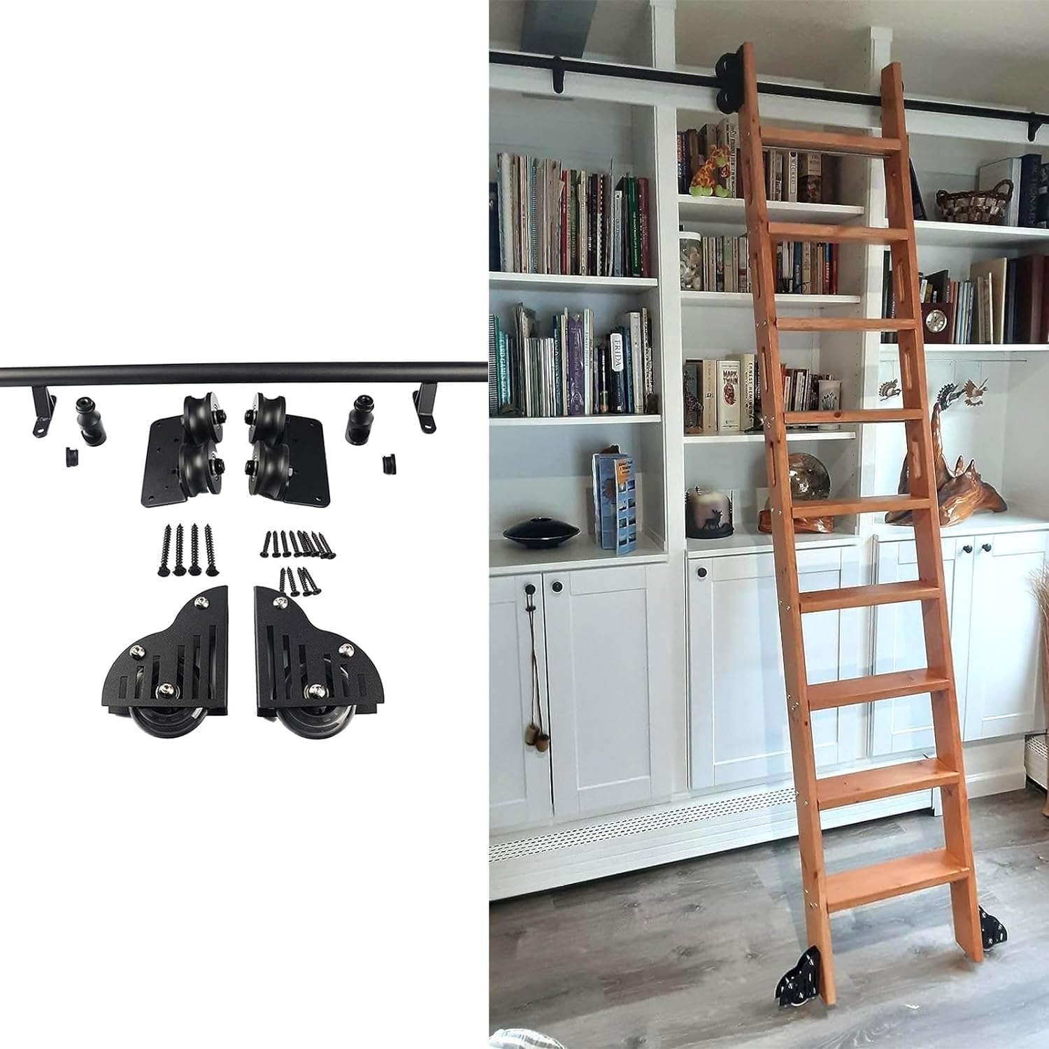 Sliding Ladder Hardware Full Set Library Rolling Ladder Track Kit, d Round Track Rolling Ladder Hardware, Library Sliding Ladder Hardware Rail Accessories, for Home/Indoor/Loft (Size : 366cm
