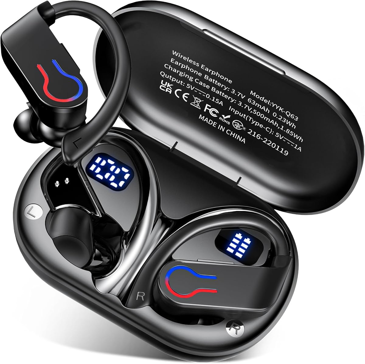 Wireless Earbuds 120hrs Bluetooth 6.1 Headphone Sport, 2026 Bluetooth Earbuds with Fast Charging Case Dual LED Display Earphones ENC Noise Cancelling Mic with Easy Button Controls, IPX7 Waterproof