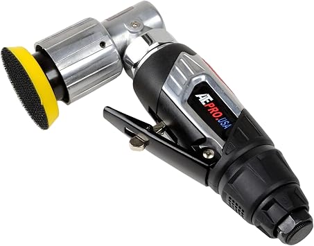 ATE Pro. USA - 2" Air Angle Sander w/Hook and Loop Fastener Backing Pad, Mini Orbital Air Sander, Mini Pneumatic Sander for Auto Body Work, High Speed Air Powered Sander