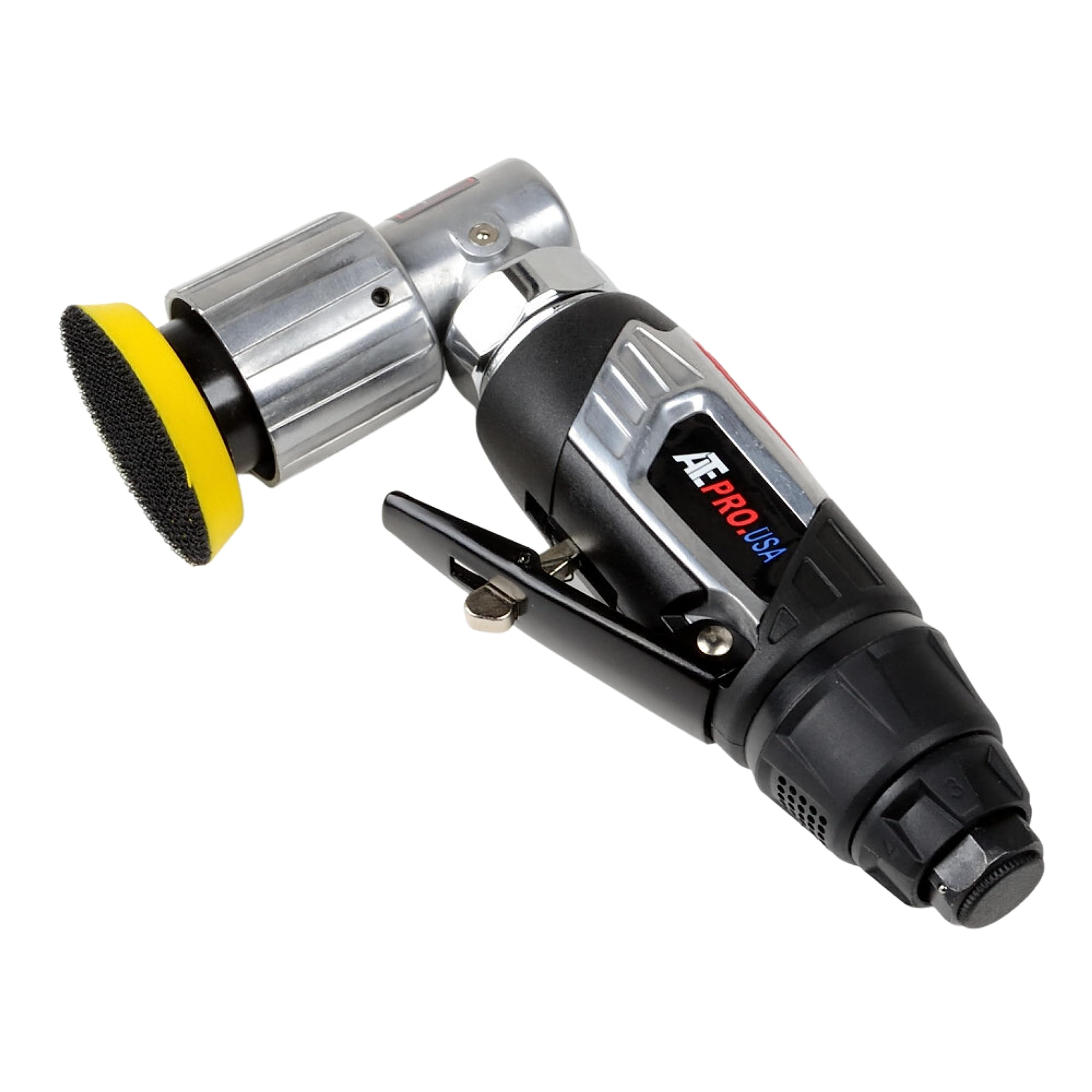 ATE Pro. USA - 2" Air Angle Sander w/Hook and Loop Fastener Backing Pad, Mini Orbital Air Sander, Mini Pneumatic Sander for Auto Body Work, High Speed Air Powered Sander
