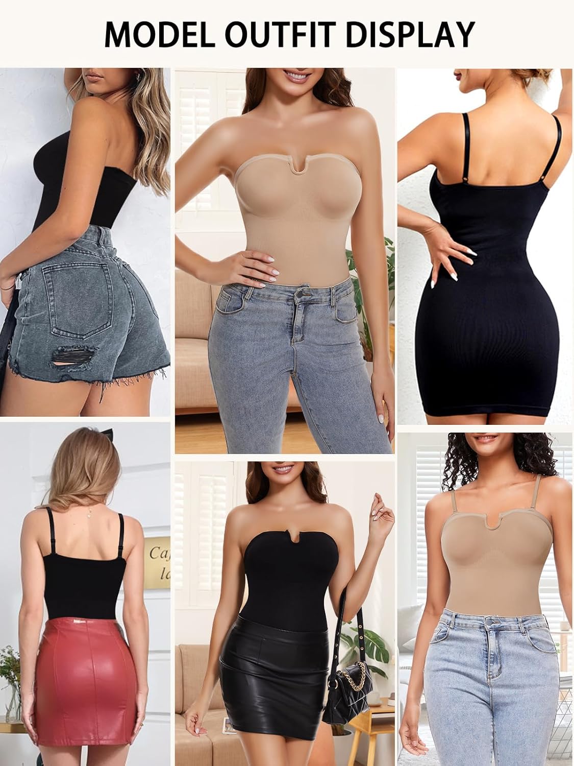 Strapless Bodysuit with U Plunge | Tummy Control Full Body Shaper for Women, Adjustable Straps & Butt Lifter - Image 5