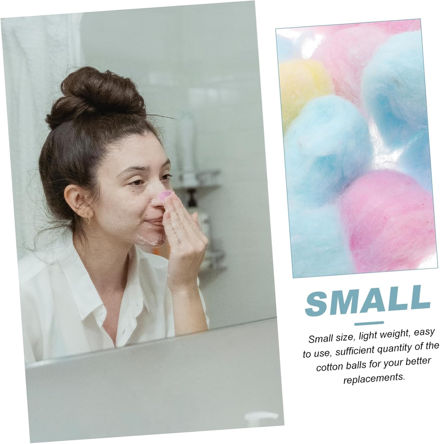 Garneck Colored Cotton Balls for Face Washing and Makeup Removal Soft Multi Purpose Cleaning Cotton Balls in Pink Yellow Blue for Home and Beauty Salon Use