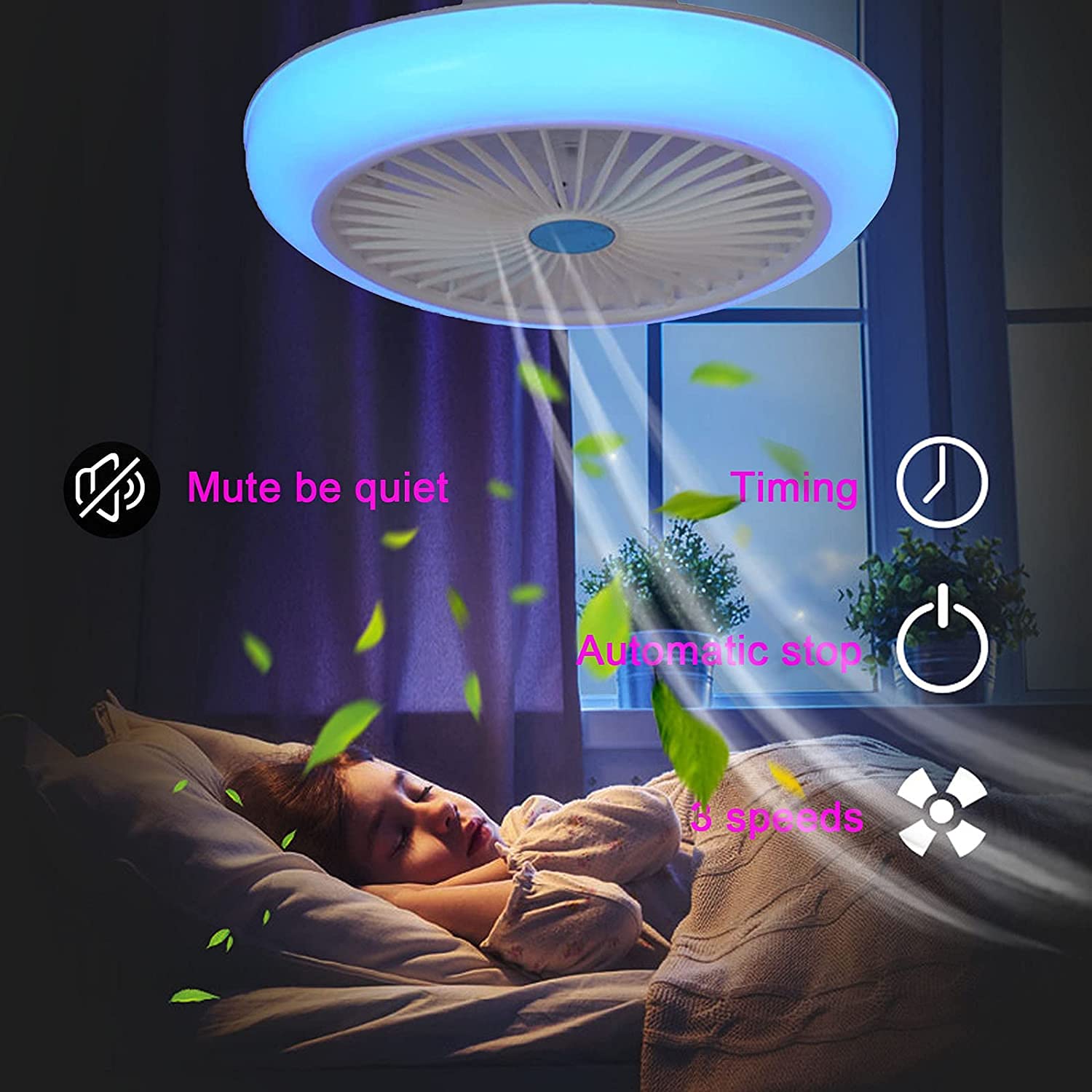 Slimline Plafondventilator - RGB Licht - Zwart/Goud