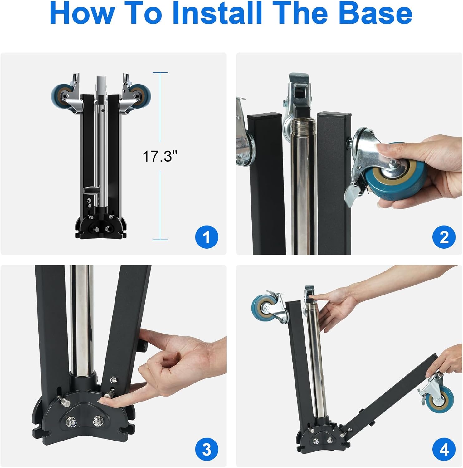 Selens 98.4”/250cm Heavy Duty Light Stand with 2 Pistol Grips, Detachable Poles, 360°Swivel Casters, 1/4” to 3/8” Screw Adapter, for Photography Monolight, Softbox, Camera, Max Load 33lbs/15kg