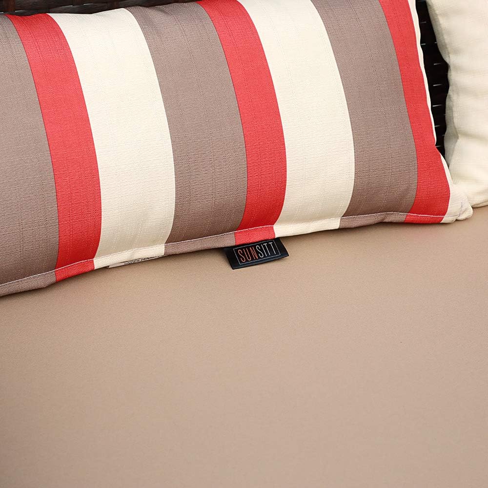 SUNSITT Outdoor Wicker Loveseat with Cushions, 2 Seats Patio PE Rattan Sofa with Lumbar Pillows, Porch, Backyard, Garden, Pool, Steel Frame : Patio, Lawn & Garden