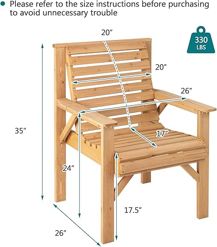 Miniatura 3 de Giantex Sillas de comedor para patio al aire libre, sillas bistró de madera maciza, respaldo inclinado, asiento ancho, sillas interiores y