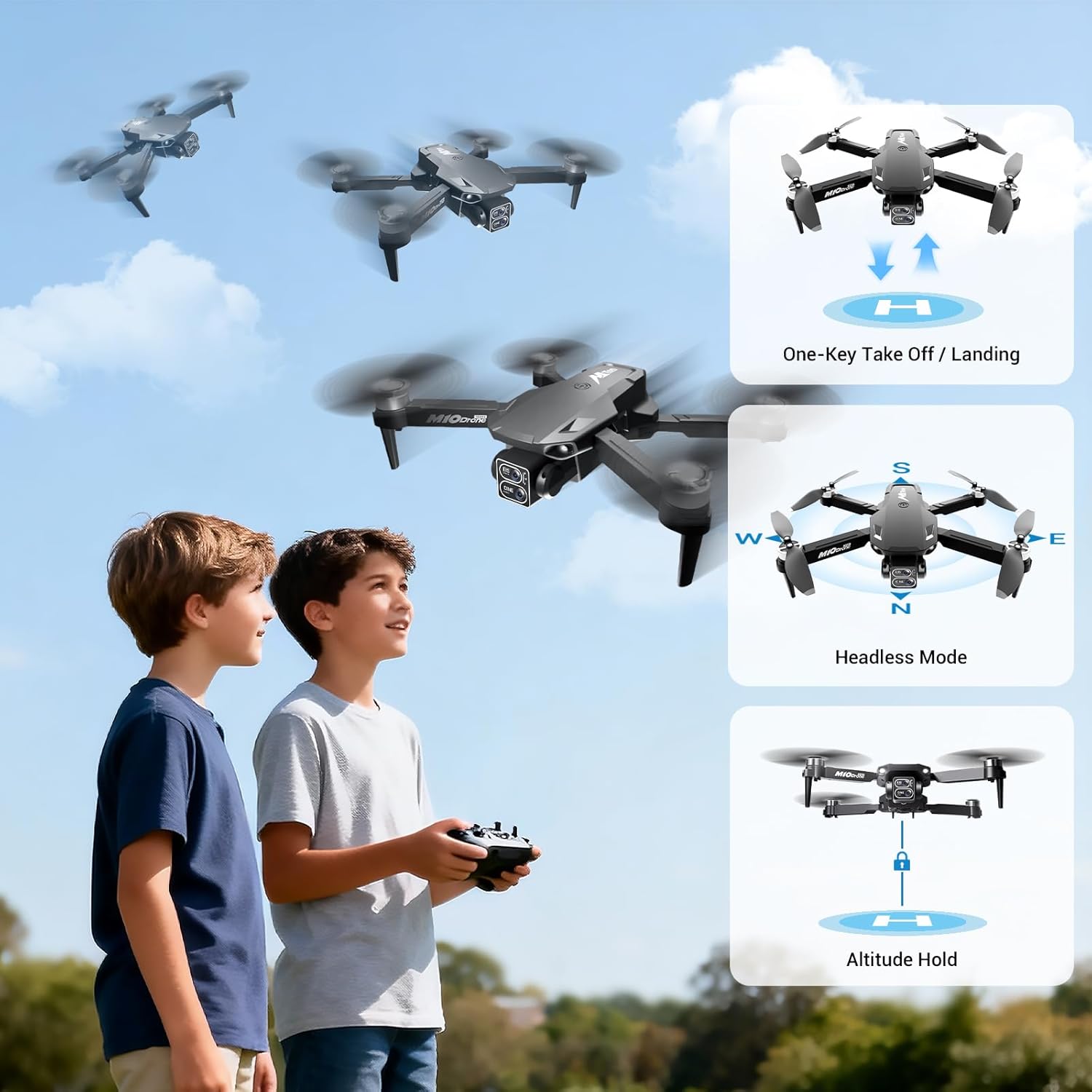 Drone with Camera for Adults Kids 2K Mini Drone One Key Take Off/Land FPV Drone with Brushless Motor, Altitude Hold, 3D Flips, 2 Batteries, Beginner drones with camera Under 249G