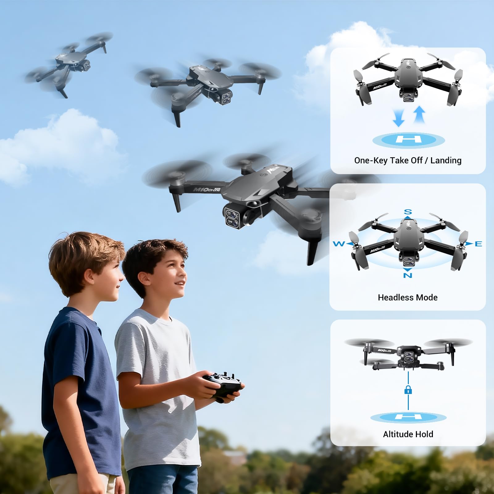 Drone with Camera for Adults Kids 2K Mini Drone One Key Take Off/Land FPV Drone with Brushless Motor, Altitude Hold, 3D Flips, 2 Batteries, Beginner drones with camera Under 249G