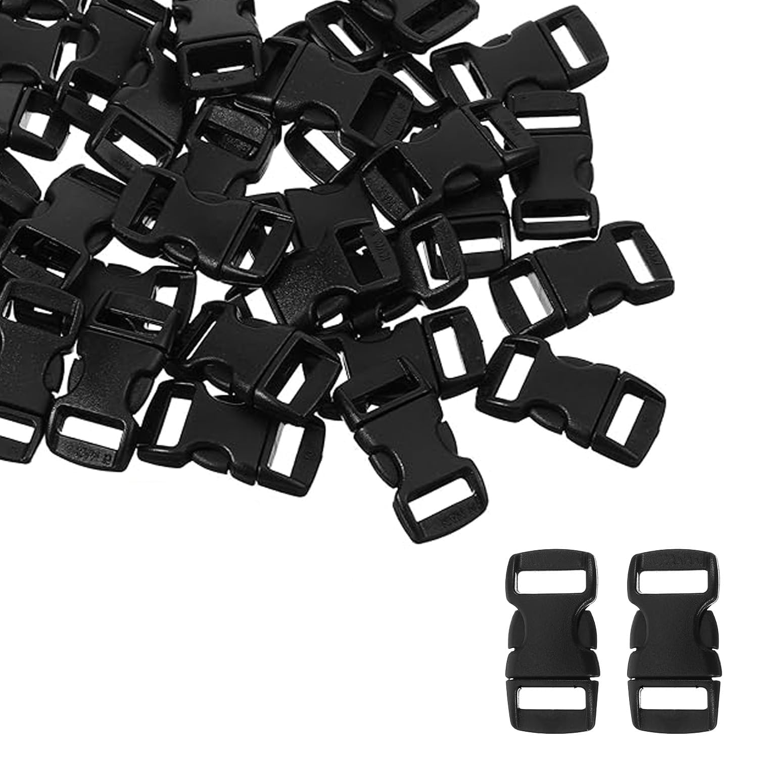 Wellrun Unisex Black 100Pcs Paracord Bracelet Clips,3/8In Side Release Plastic Buckles,Mini Buckle Connectors,Adjustable No Sewing Clips Snaps For Straps,Belts,Backpacks,Diy Crafting Projects,