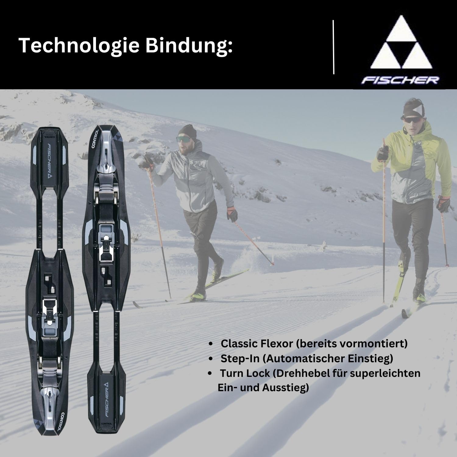 Fischer Langlaufski - Langlaufskier Set - Classic Langlauf Ski - Nordic Ski - Ultralite Crown EF Mounted - inkl. Bindung Control Step-In IFP (NNN)