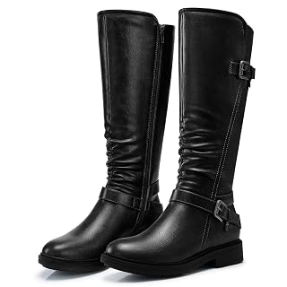 SHIBEVER Women's Knee High Boots Comfortable Round Toe Low Heel Tall Booties with Side Zipper Fall Winter Dressy Shoes - Amazon product rated Grade A