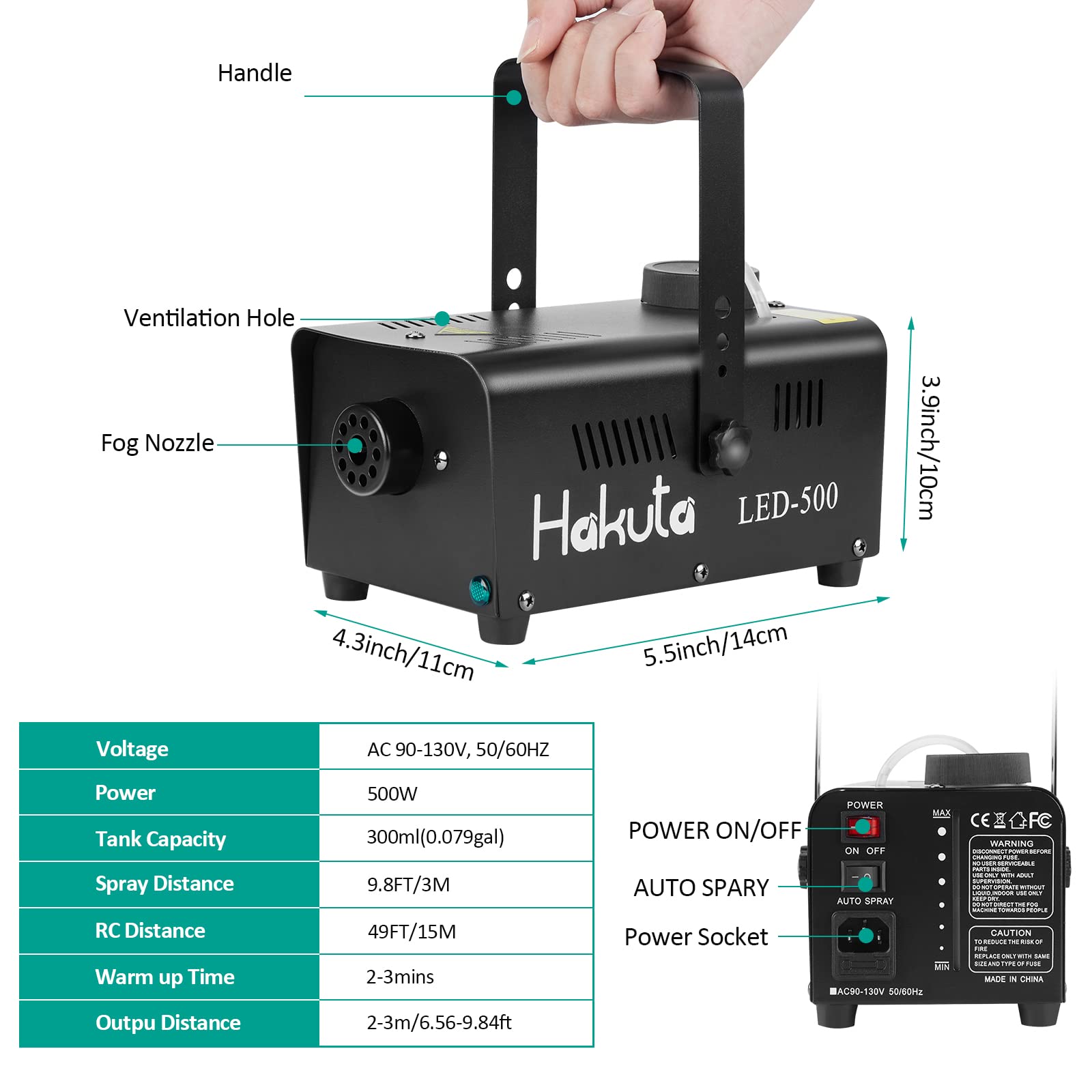 Maquina De Niebla, Hakuta Maquina De Humo Con Control Remoto Inalámbrico Y Función De Rociado, Grandioso Para Halloween, Navidad, Bodas, Fiestas, Espectáculos De Dj Y Presentaciones En Vivo