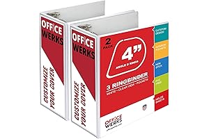 PERFORE 3 Ring Binder - 4 Inch - Heavy Duty D Ring Binder