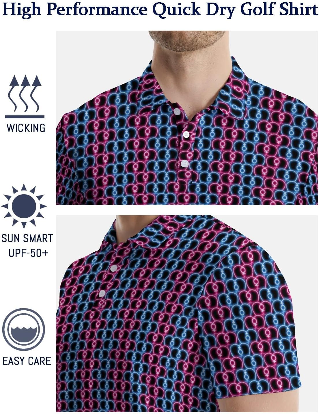 Men's Funny Golf Shirts Hawaiian Polo Shirts 80S Flashes Polo Shirts Funny Hawaiian Beach Summer Golf Polo Shirts - Image 8