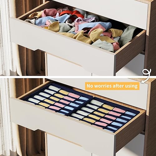 Miniatura 157 de Joyoldelf Organizador de cajones para calcetines, organizador de ropa interior, organizador de 16 celdas de tela, cajas de almacenamiento para Beige