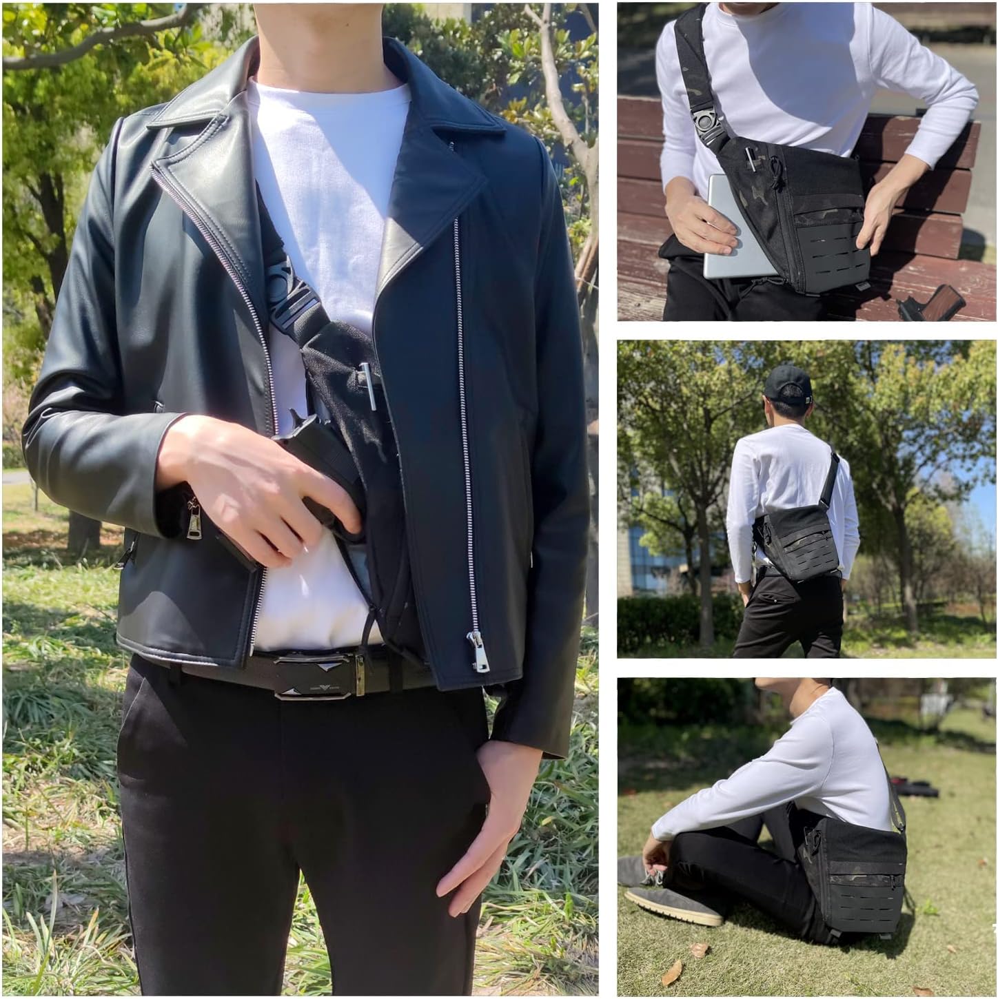 Concealed Carry Sling Bag for Men, Chest Holster Bag of Pistols Anti-Thief Crossbody Daypack Personal Pocket Sling Pack - Image 2