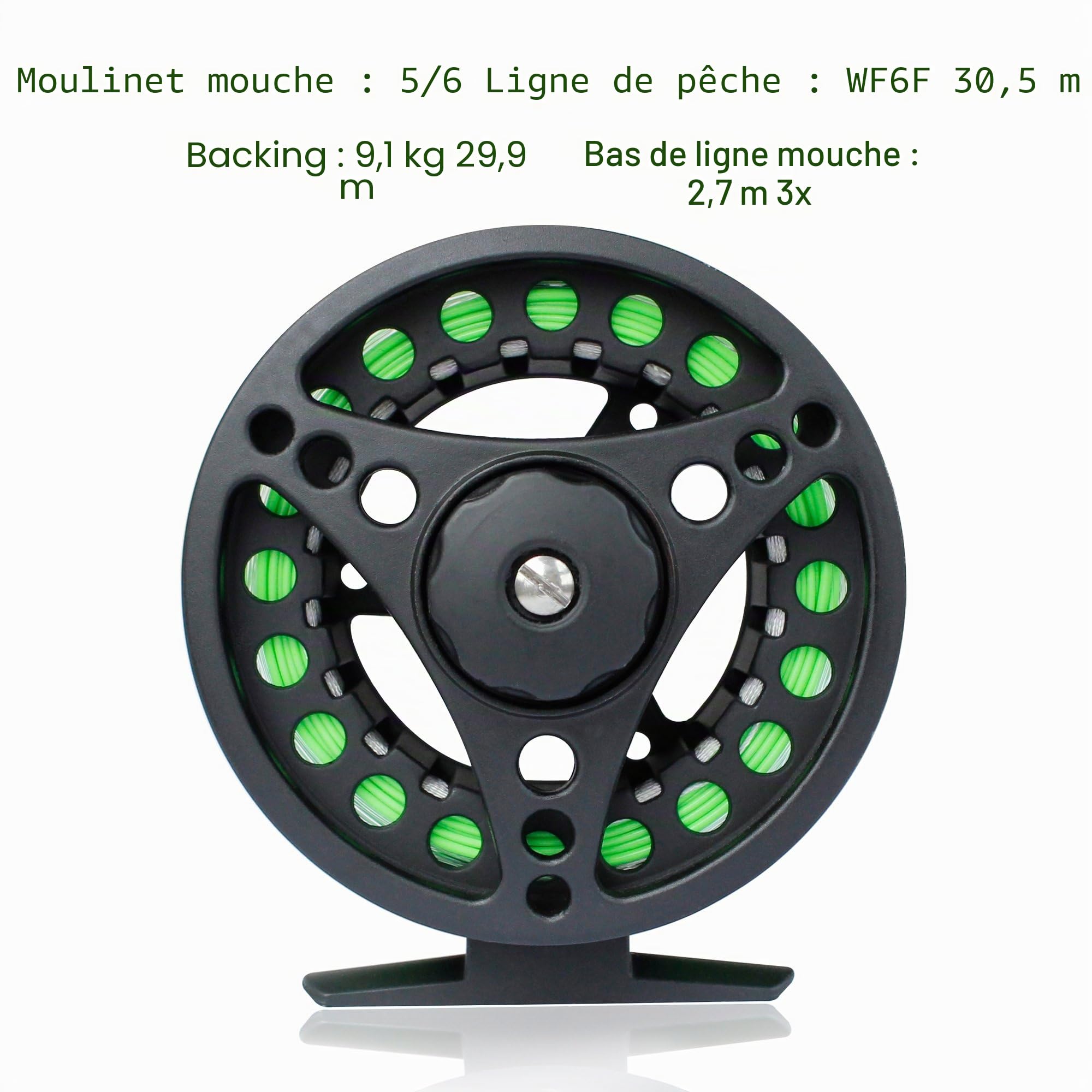 Canne à Pêche à la Mouche et Moulinet Combo 4 Pièces - 5 W Moulinet en Aluminium 28 Pièces avec Pointe de Canne, Dos et Sac de Transport en Tissu