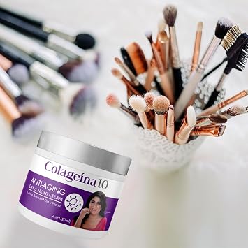 Colageina 10 Anti-aging Day and Night Cream Skincare Treatment with Hydrolyzed Collagen, Restores Skin Elasticity and Glow, 4 Ounces, Jar