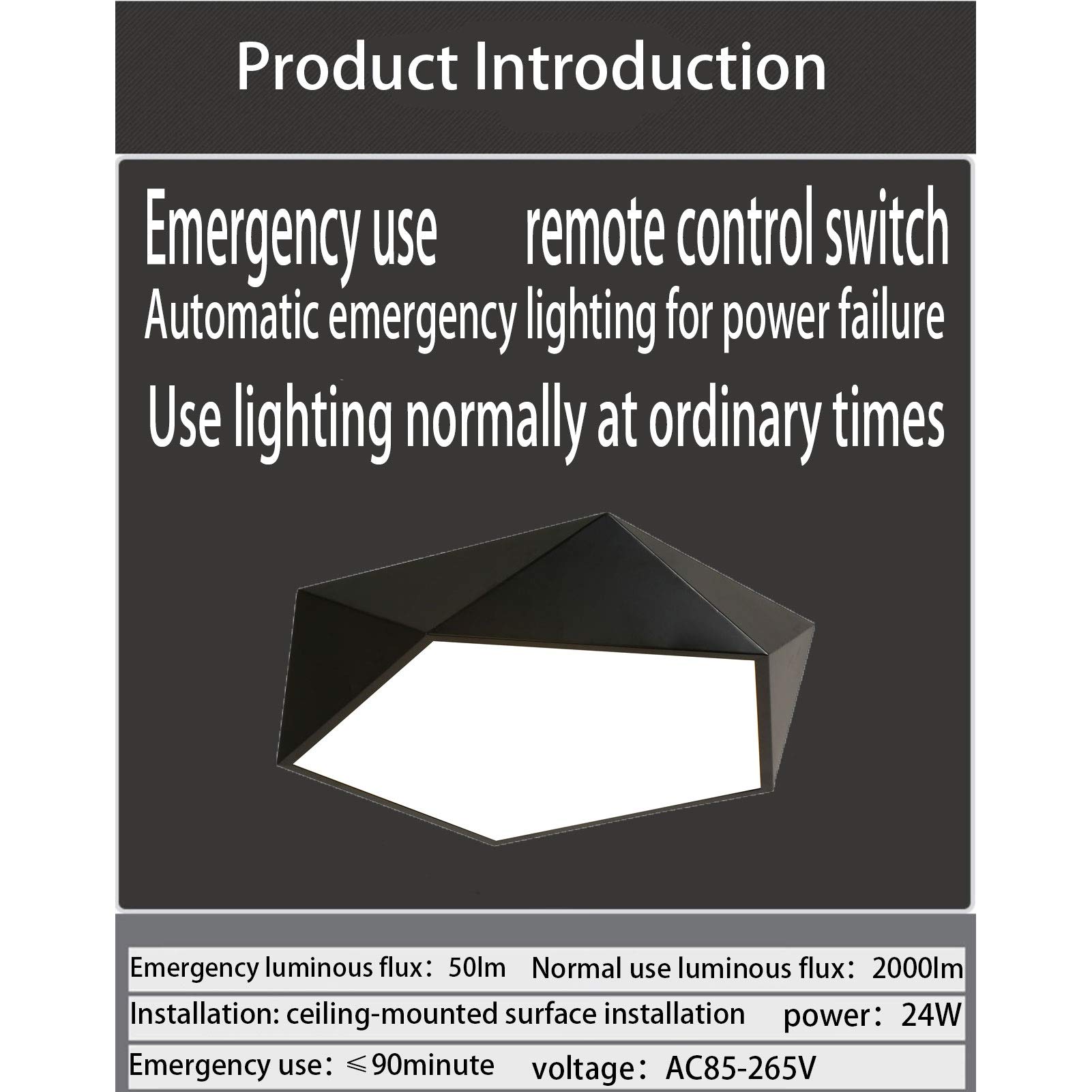 Le plafonnier d'urgence peut continuer à allumer pendant 90 minutes après l'échec de la puissance, y compris la lampe de séjour, la lampe à la chambre à coucher, la lampe simple, le tricolore, la lamp