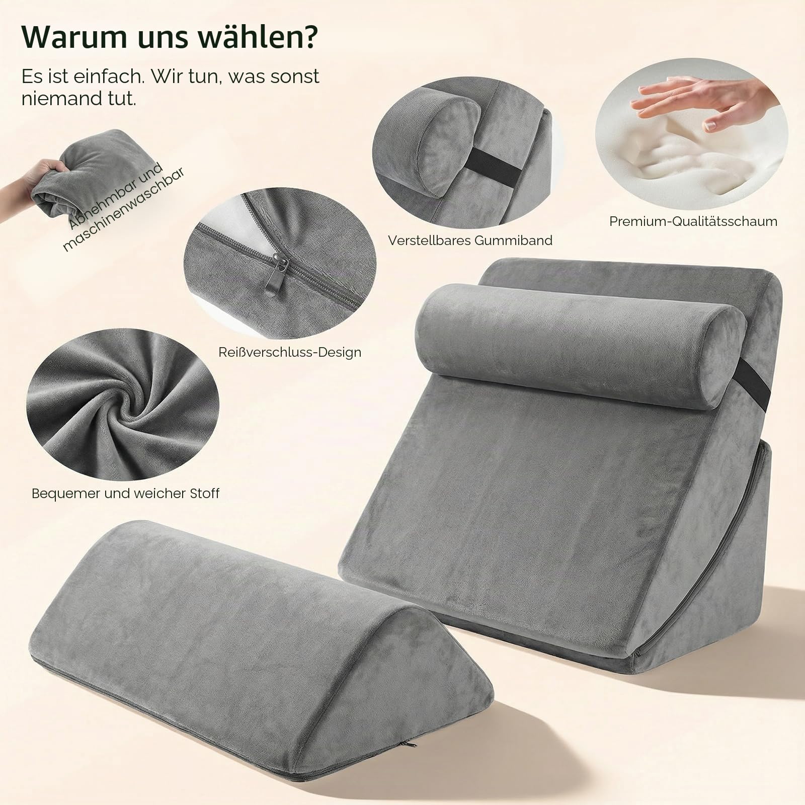4PCS Orthopädische Bett Keil Kissen Set