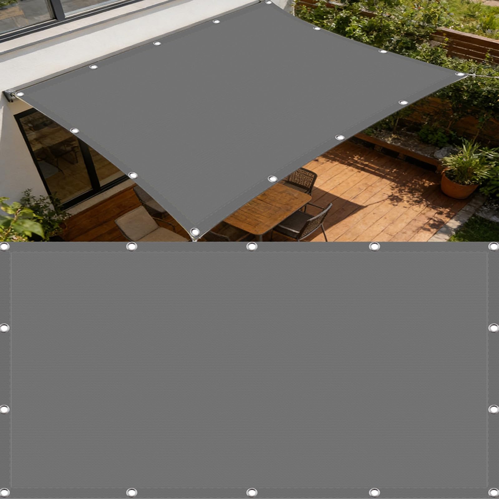 Voile d'ombrage rectangulaire gris clair 2.2 x 2.5 m imperméable et anti-UV pour extérieur