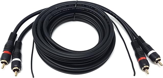 MainCore 2m long 2 x RCA to 2 x RCA with Ground/Earth/Tag Cable Lead for Turntable Vinyl Record Deck Mixer CD Player (Available in 1.5m, 2m, 3m) (2m)