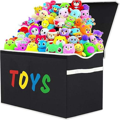 VICTORICH Caja de juguetes de 100 litros, contenedores de almacenamiento plegables resistentes con tapas, cajas organizadoras de almacenamiento de