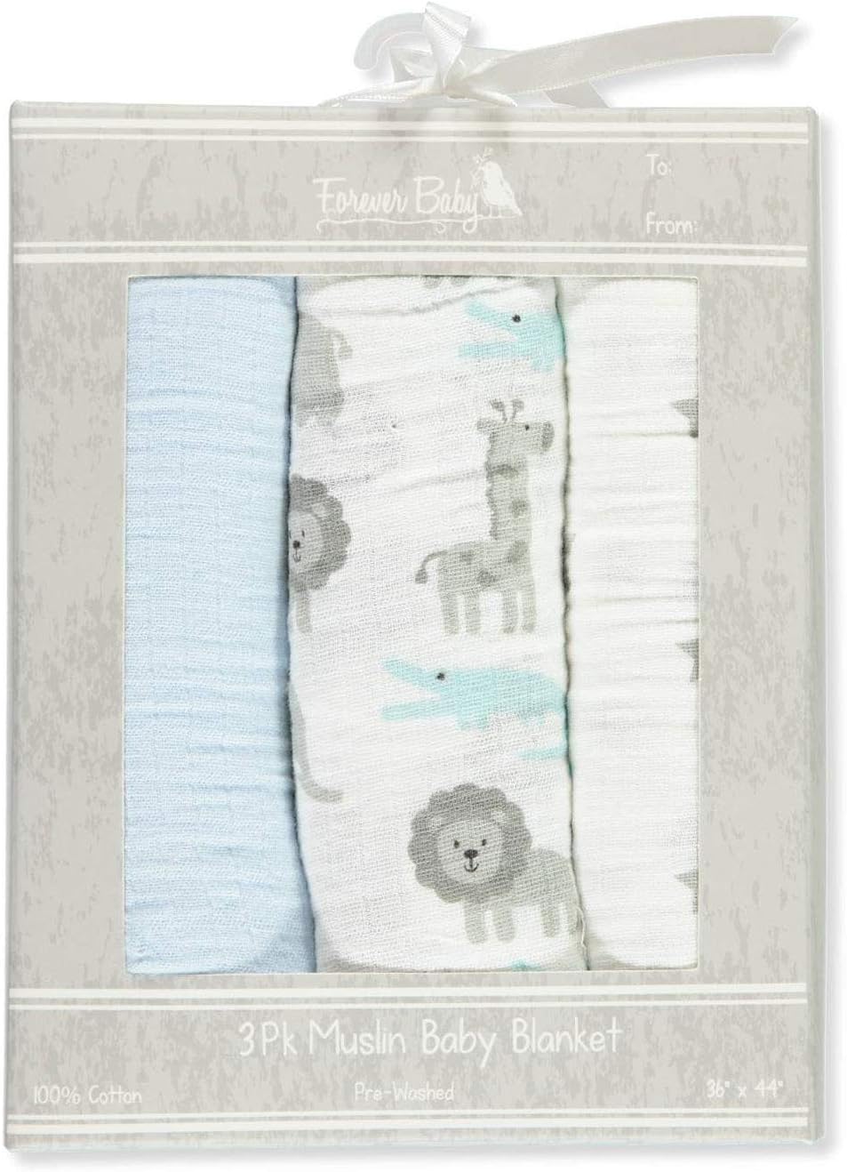 Forever Baby 3-Pack Muslin Swaddle Blankets - White, one Size