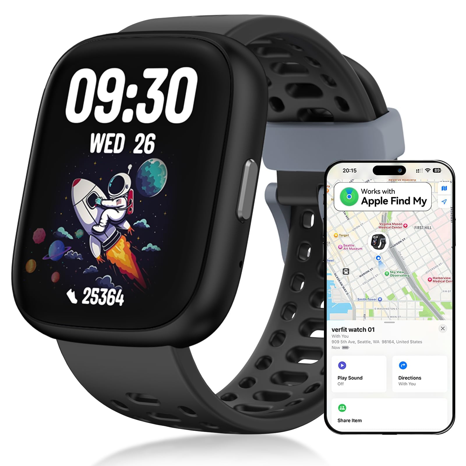 Fitness Tracker No APP No Phone Needed, Compatible with Apple Find My