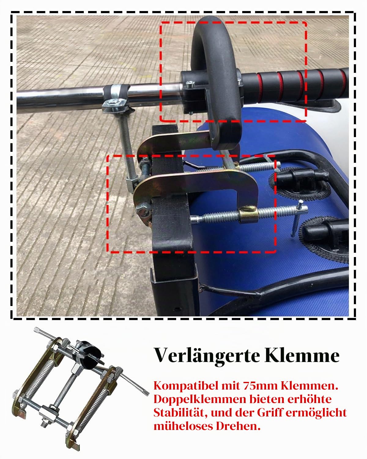 Außenborder Motor Batterie für Elektro-Trolling-Motor, Angelboot, Elektro-Außenbordmotor für Paddle-Boards, Hand-Kajak-Motor, Notpaddel für Seeteiche(With Bracket,L-125cm(49 1/4"))