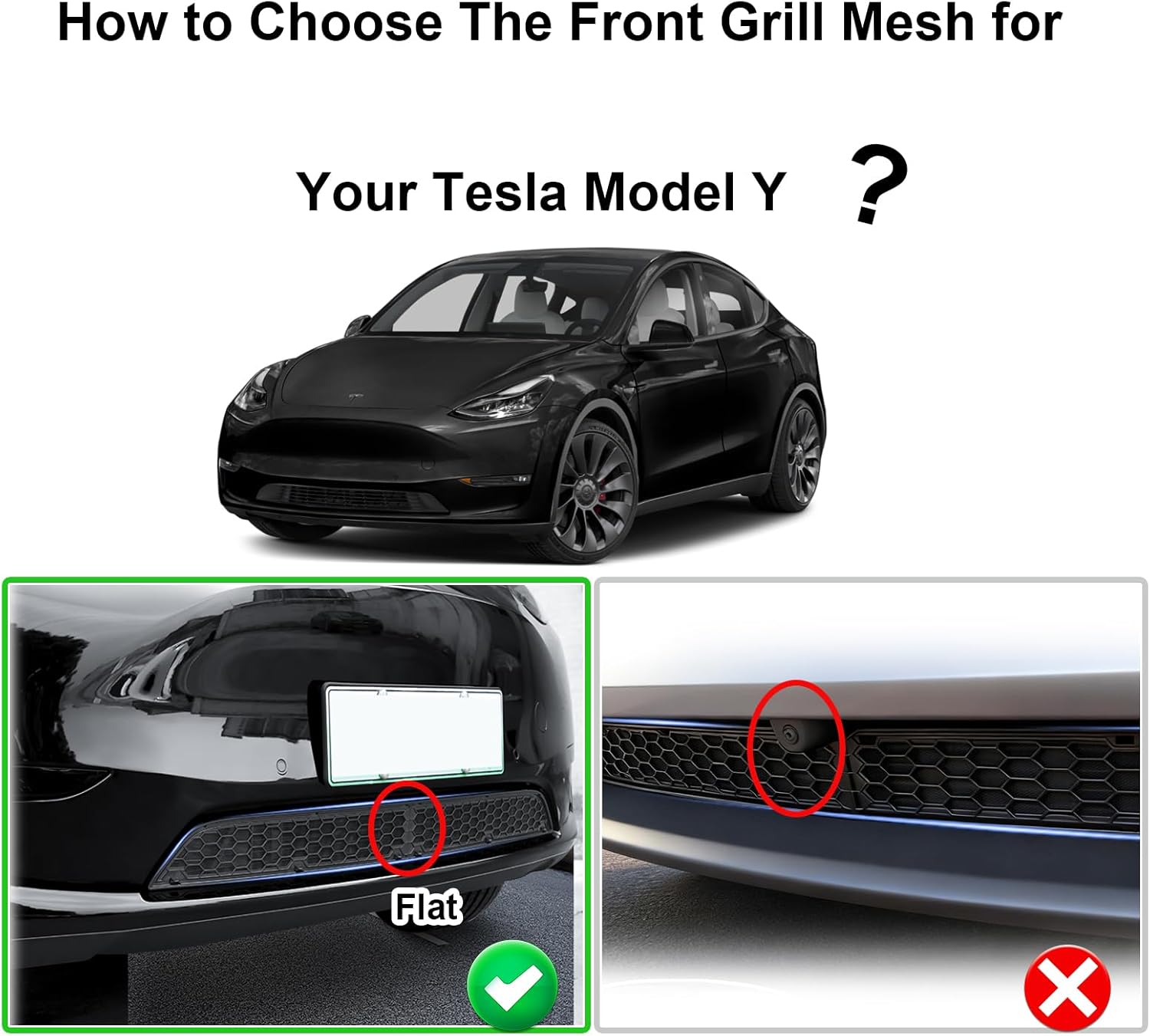 KMF Grille Mesh Inserts for 2019-2024 Tesla Model Y Accessories, ABS Front Air Inlet Vent Grille Cover Detachable Replacement with Insect Protection,Model Y Grill Mesh