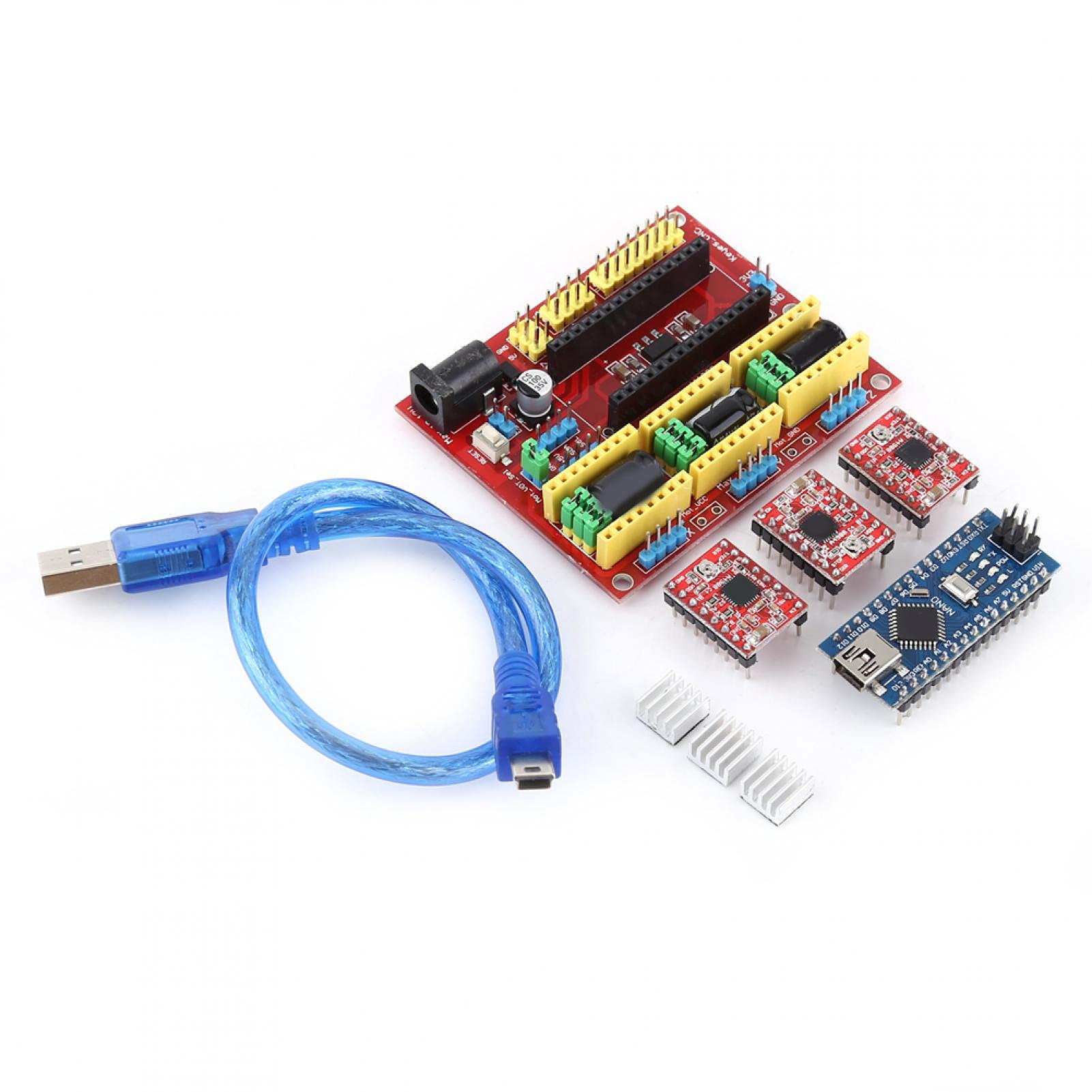Kit de Impresora 3D Máquina de Grabado CNC Shield A4988 Drive Nano 3.0 Board con Cable USB Kit de Impresora 3D
