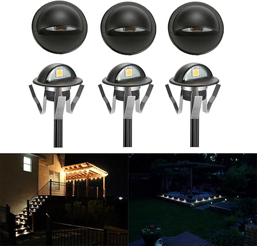 FVTLED Paquete de 6 luces LED blancas cálidas para cubierta de 1.38 pulgadas, lámpara de decoración de jardín para exteriores, lámpara empotrada