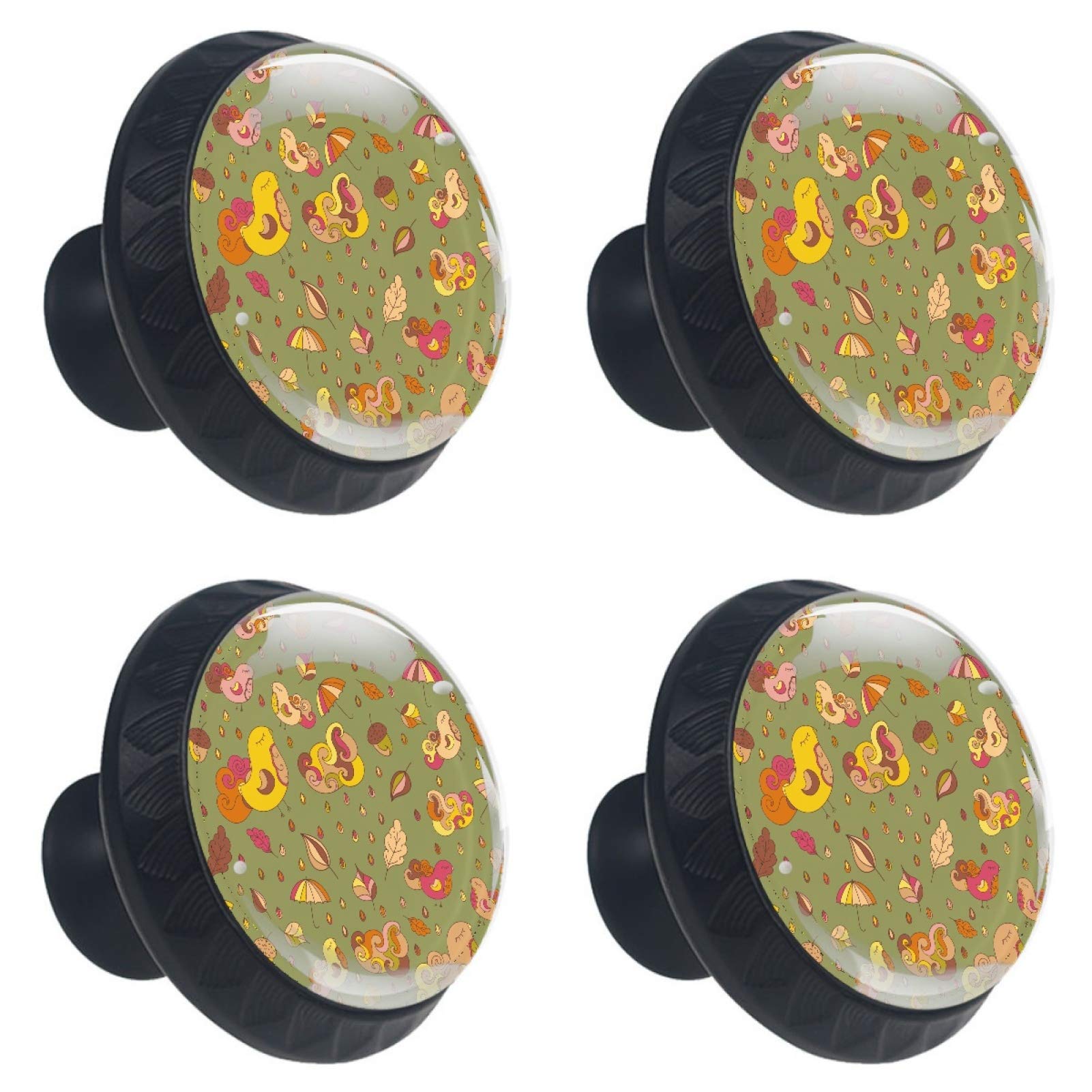 Boutons de tiroir en verre oiseau lot de 4 poignées multicolores
