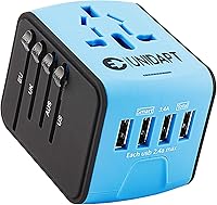 Vista 1 de Unidapt Adaptador de viaje universal, adaptador de enchufe internacional rápido 2,4A 4-USB enchufe de alimentación europeo, cargador de pared de CA