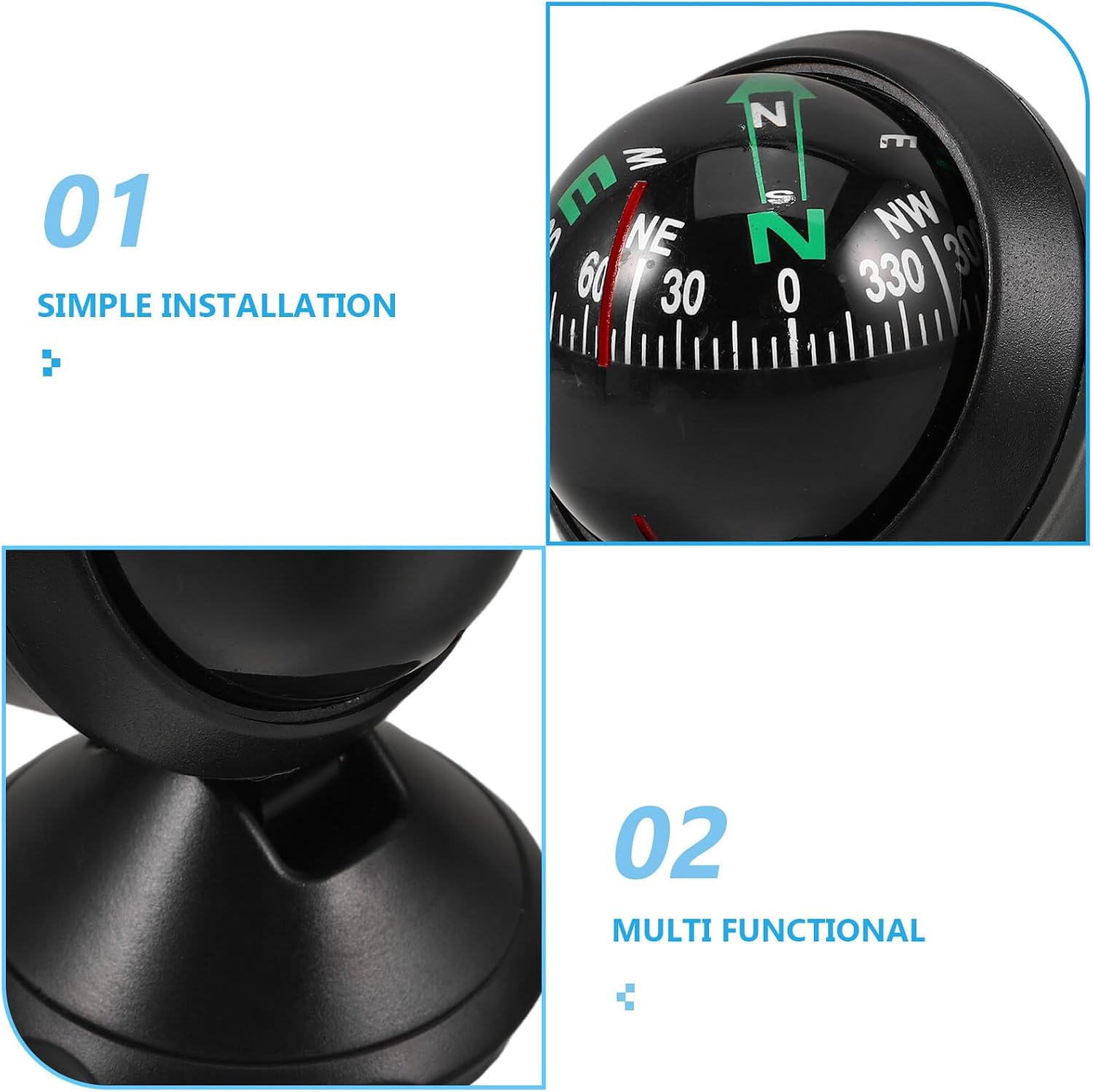 High Precision Car Compass Ball for Dashboard Mount Auto Navigation Globe for Vehicles Stylish Outdoor Travel and Camping Direction Guide
