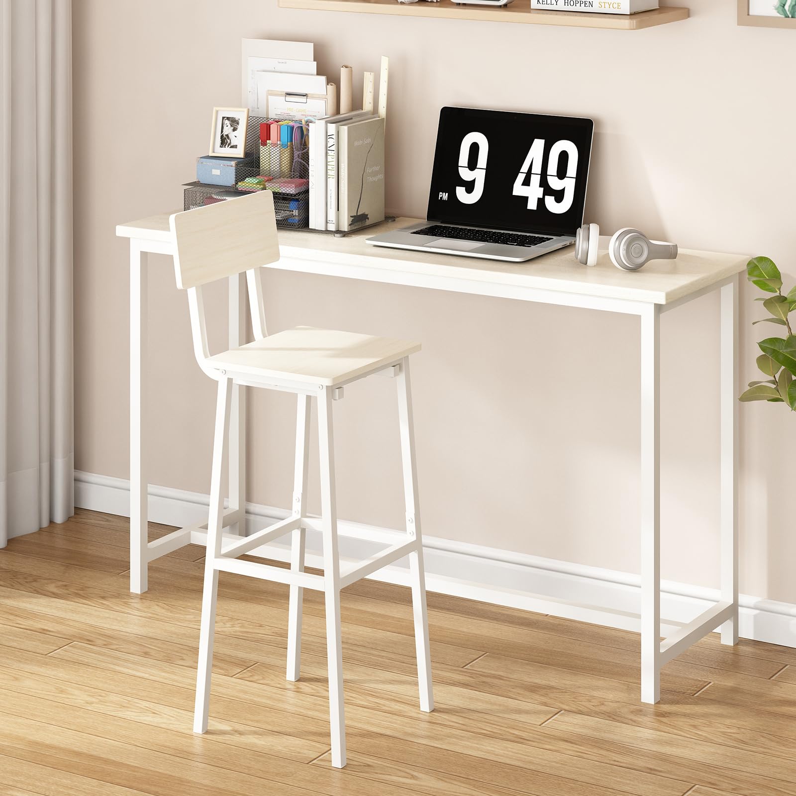 Juego de 2 taburetes de bar, taburete de bar alto con respaldo y reposapiés, sillas de bar altas, taburete de barra de altura de mostrador de estilo industrial para comedor, cocina, marrón 8