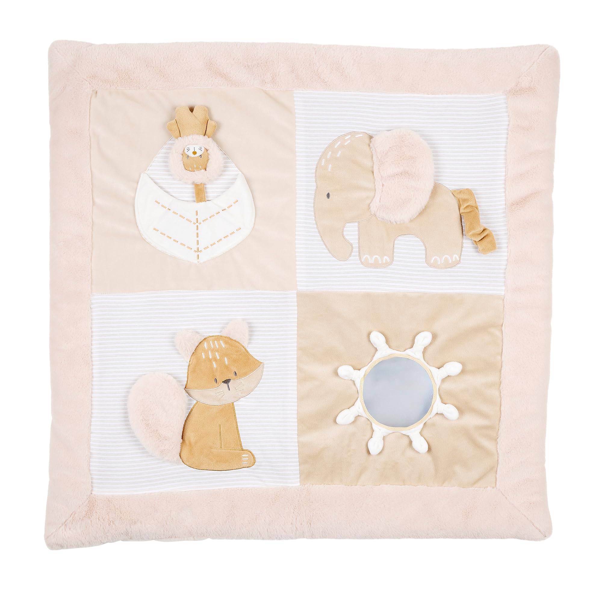 Nattou Krabbeldecke mit Spielbogen und verschiedenen Aktivitäten, Aus Polyester, Ca. 80 cm, Rechteckig, Flo, Oli & Ernest, Flo Beige