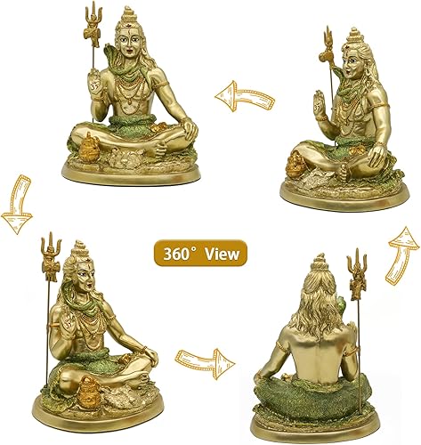 Vista 2 de alikiki Estatua hindú Dios Señor Shiva – Figura de ídolo indio Shiva Murti Casa Oficina Templo Mandir Diwali Pooja Artículos Yoga Meditación Sala