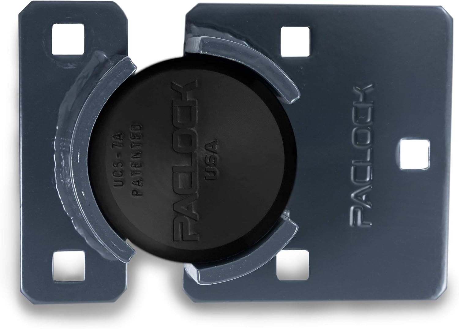 PACLOCK's UCS-7A/775 Hasp and Puck Combo Kit, High Performance 6-Pin Cylinder, Keyed Differently, Black Anod. Puck, Double Coated Grey Hasp