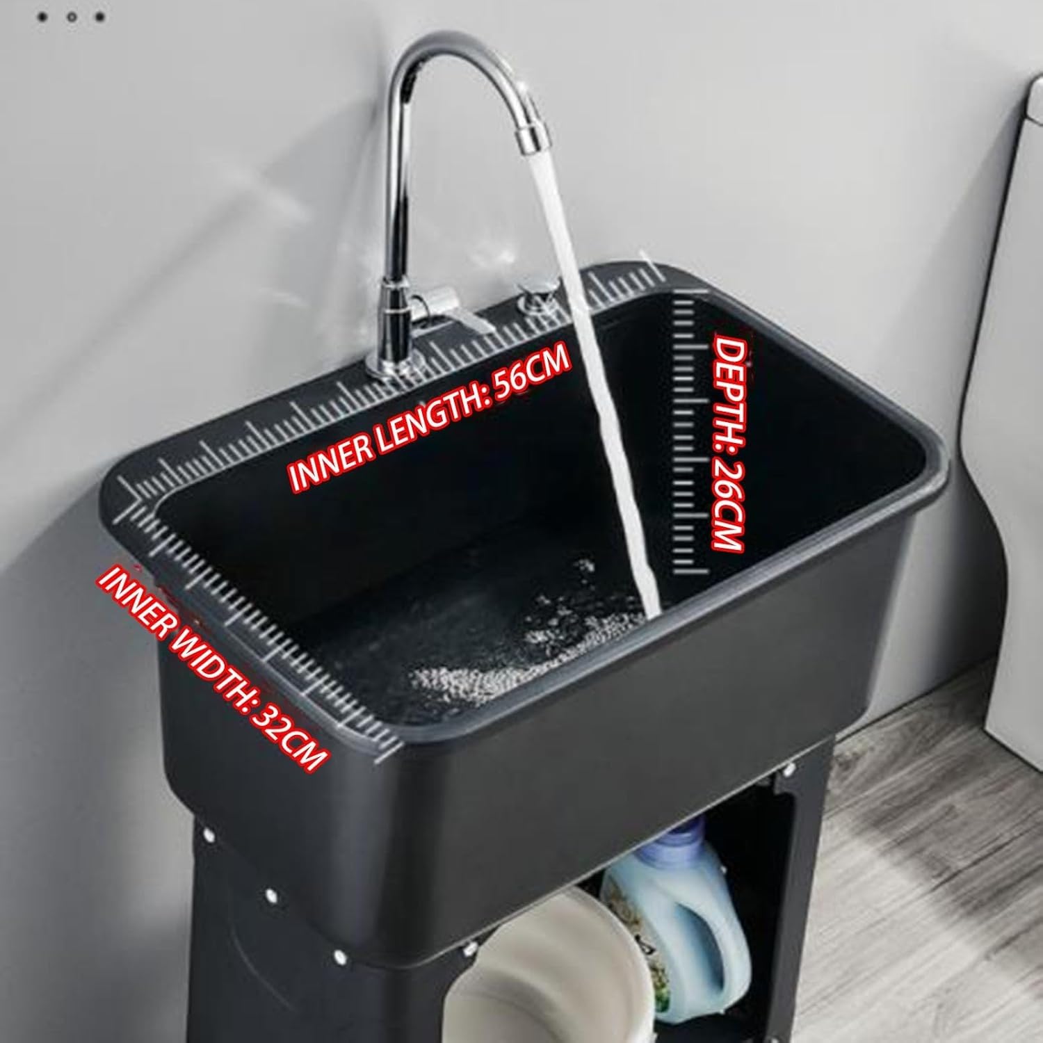 Utility Sink Laundry Tub With Faucet,outdoor Sink With Hot And Cold Faucet,Space Saving Laundry Tub, Garden Sink For Garage,Restaurant,Kitchen,Laundry Room,Indoor Outdoor(Gray,40*40*76.5cm)