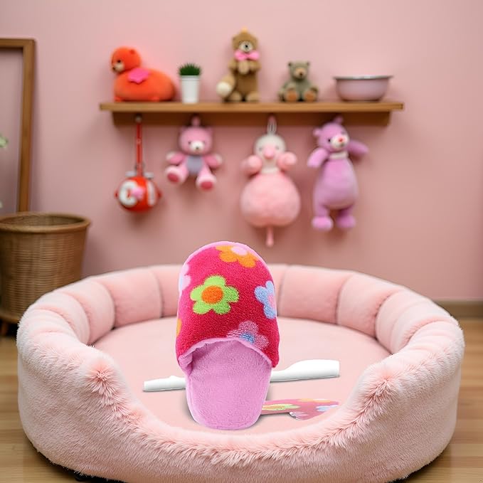 Juguete de Peluche Squeaky en Forma de Chancla para Perros, Rosa miniatura 4