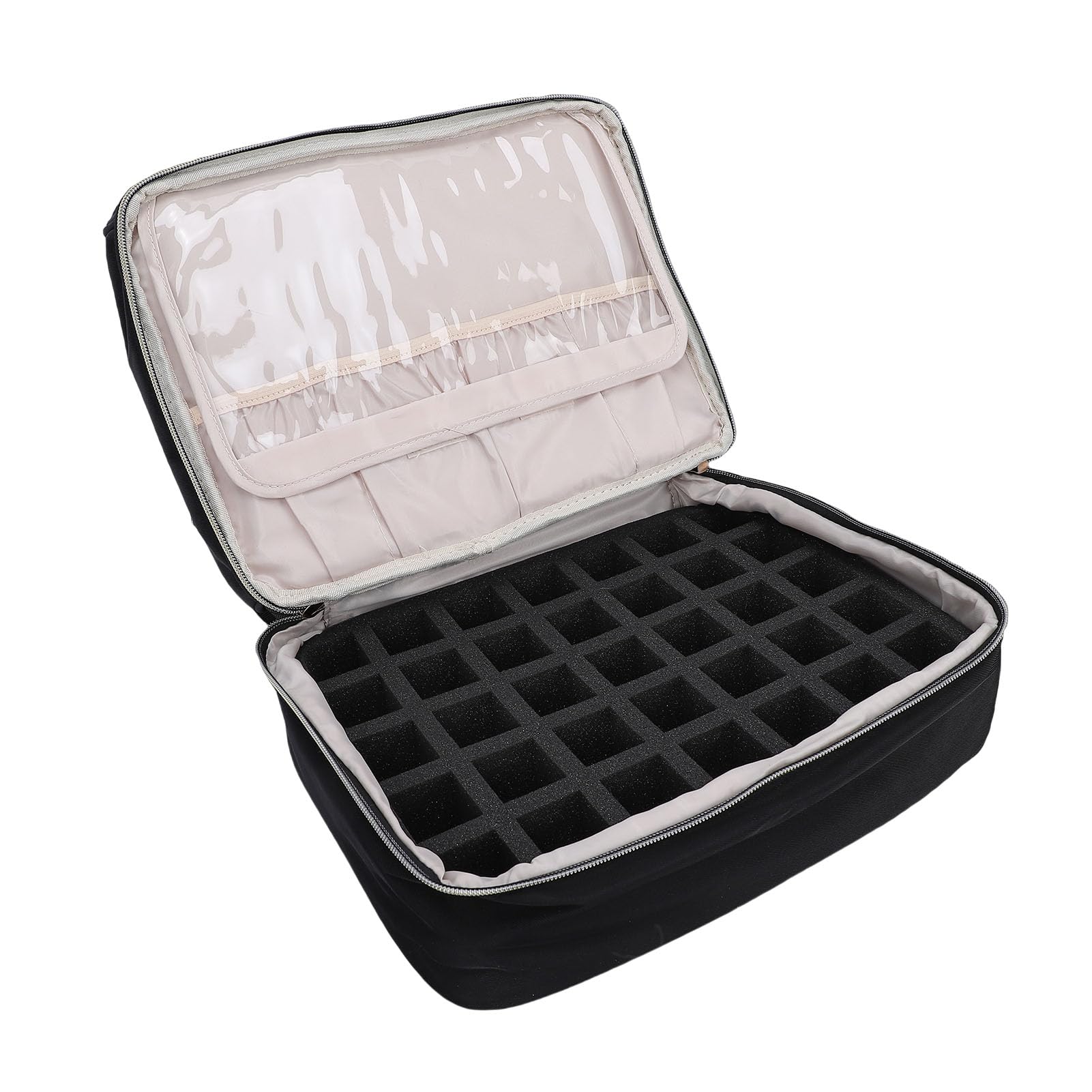 Borsa Organizer Professionale per Smalti, Custodia Portatile Viaggio per Manicure, Borsa con Tracolla Regolabile, Ideale per Artisti del Salone per Tecnici delle Unghie (BLACK)