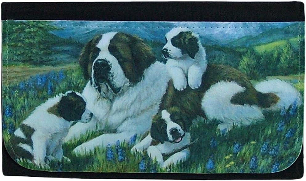 Saint Bernard Ladies Wallet #4 - Black Poly Duck Material Wallet with St Bernard Artwork Cover - St Bernard Dog Breed Gifts