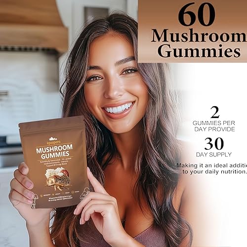 Miniatura 3 de Gomitas de hongos, más de 10 extractos de hongos potentes, apoyo inmunológico y refuerzo de energía, para hombres y mujeres, veganas, 60 gomitas