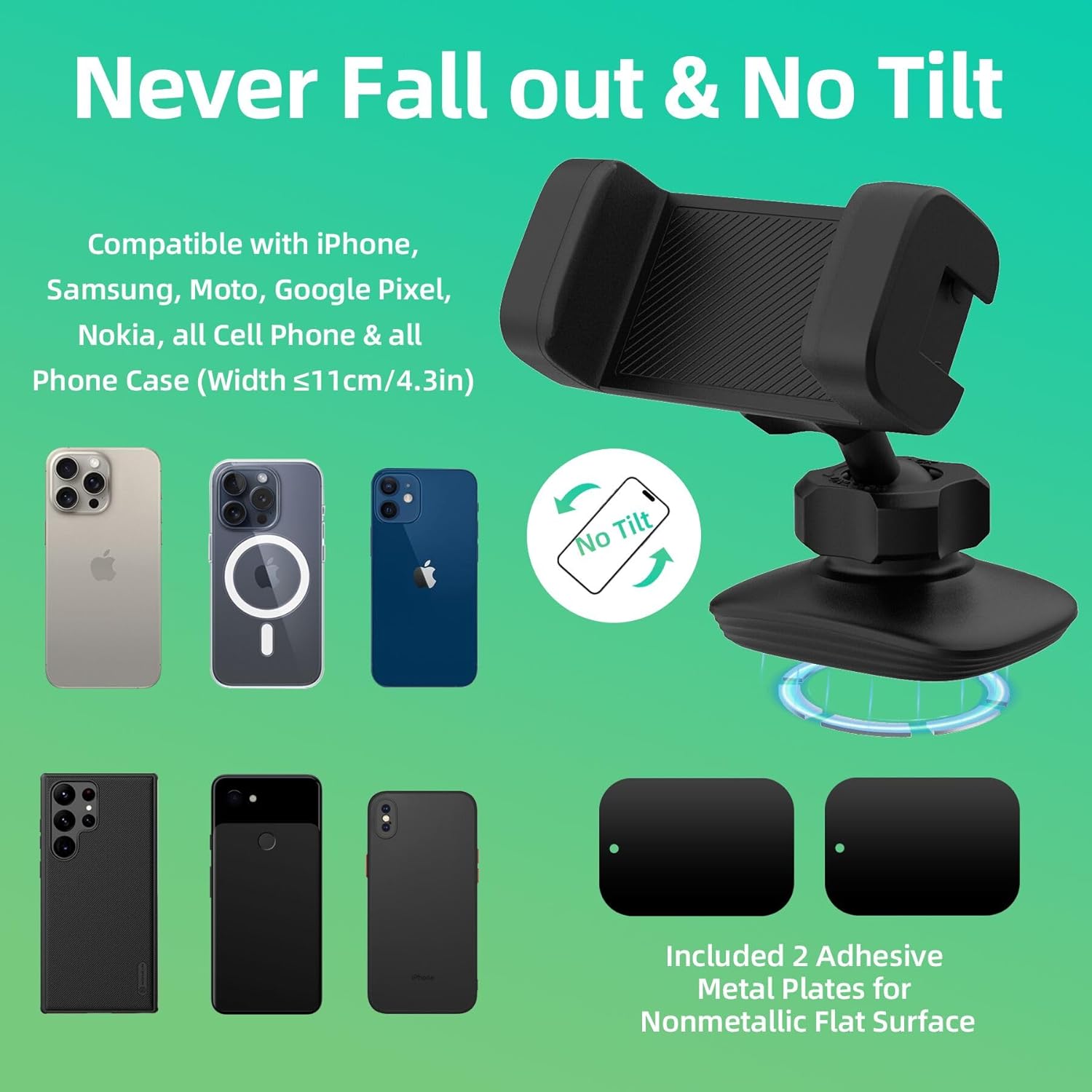 SEVENKA Gym Magnetic Phone Holder Compatible with iPhone, Samsung, Google Pixel, All Phone & Case, Portable Stretchable Magnetic Phone Mount, 360° Rotation Universal Phone Stand & Metal Pad - Image 3