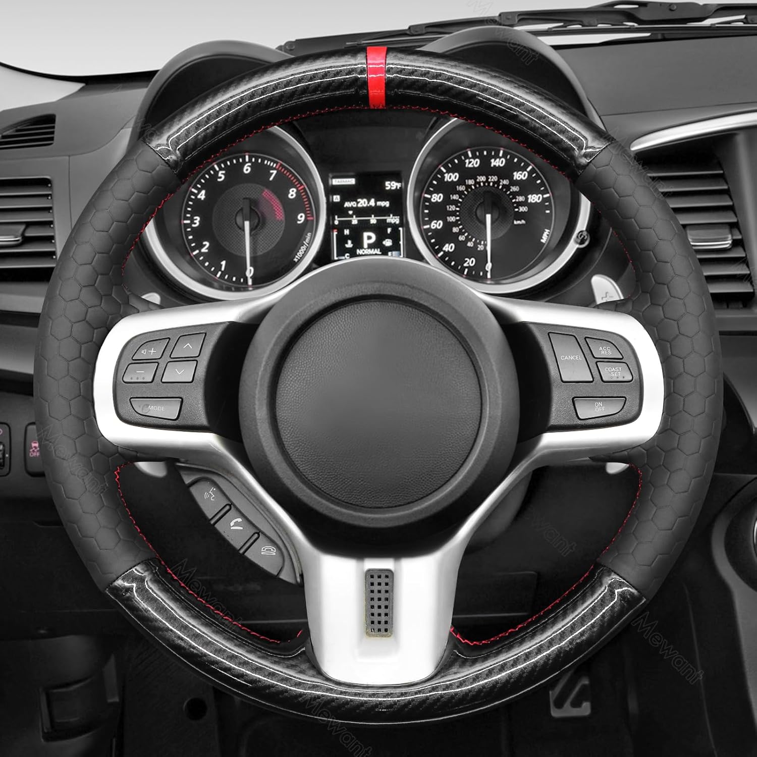 MEWANT Car Steering Wheel Cover for Mitsubishi Lancer Evolution 10 X 2008-2015 Hand-Stitched Car Steering Wheel Wrap