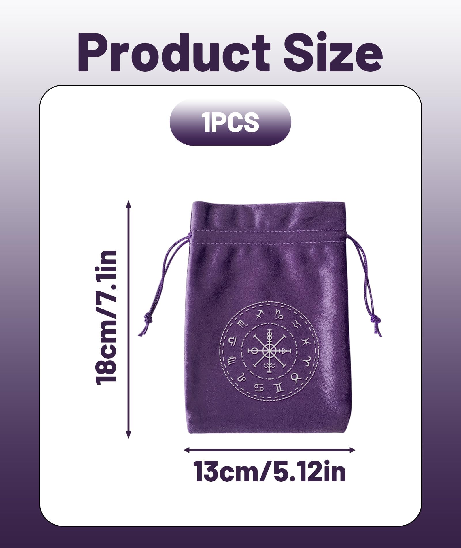 Buildcon Dice Bag for Tarot Deck Storage, Velvet Tarot Accessories, Black and Purple Tarot Card Pouch with Drawstring, (13 * 18cm/5.11 * 7.08in) Gift Bag for Tarot Accessories