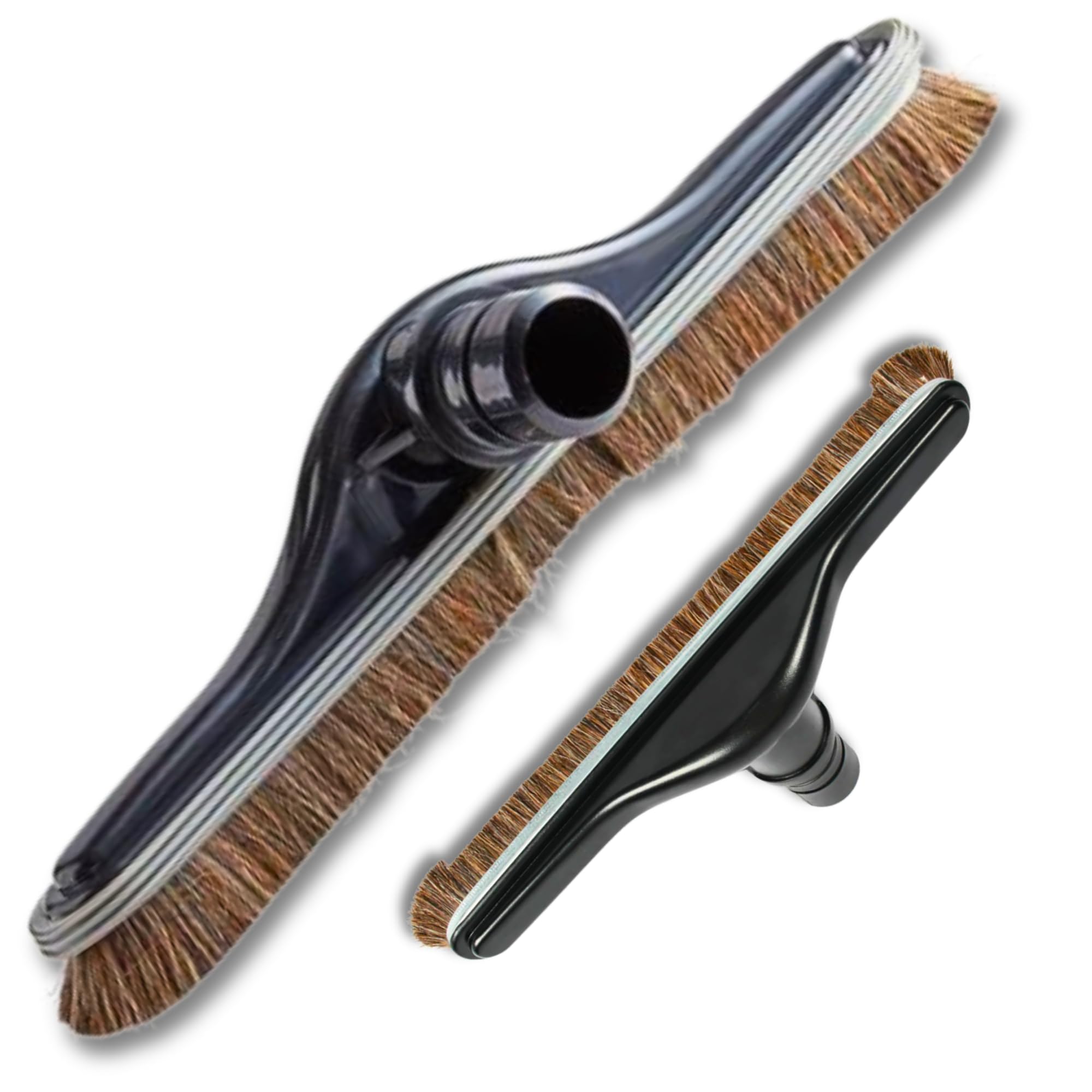 Cepillo comercial resistente para azulejos de madera dura de 14 pulgadas de ancho con parachoques para aspiradora de cerdas suaves de crin de caballo natural, sanitario, alfombra Pro,