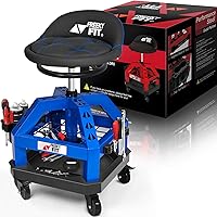 Vista 12 de Rolling Shop Taburete para garaje con ruedas, DO02 - Asiento giratorio de 360° de altura ajustable con almacenamiento de bandeja de herramientas